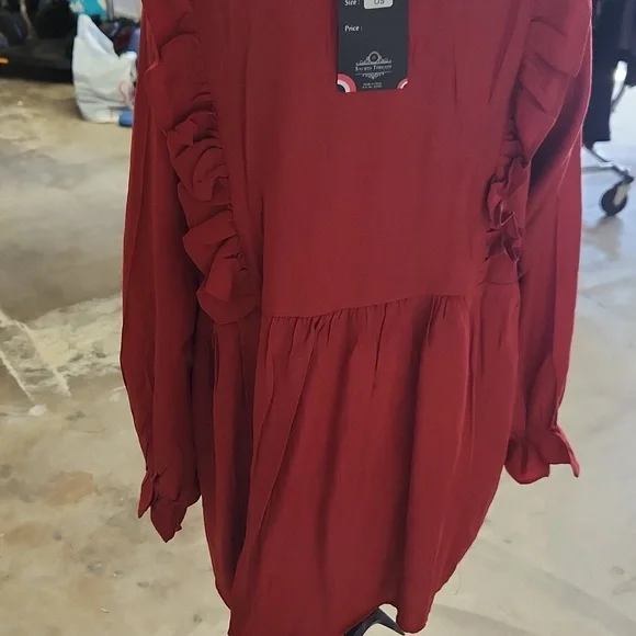 NWT Sacred Threads Rust color ruffled, slip over, blouse or tunic one size - Picture 7 of 7